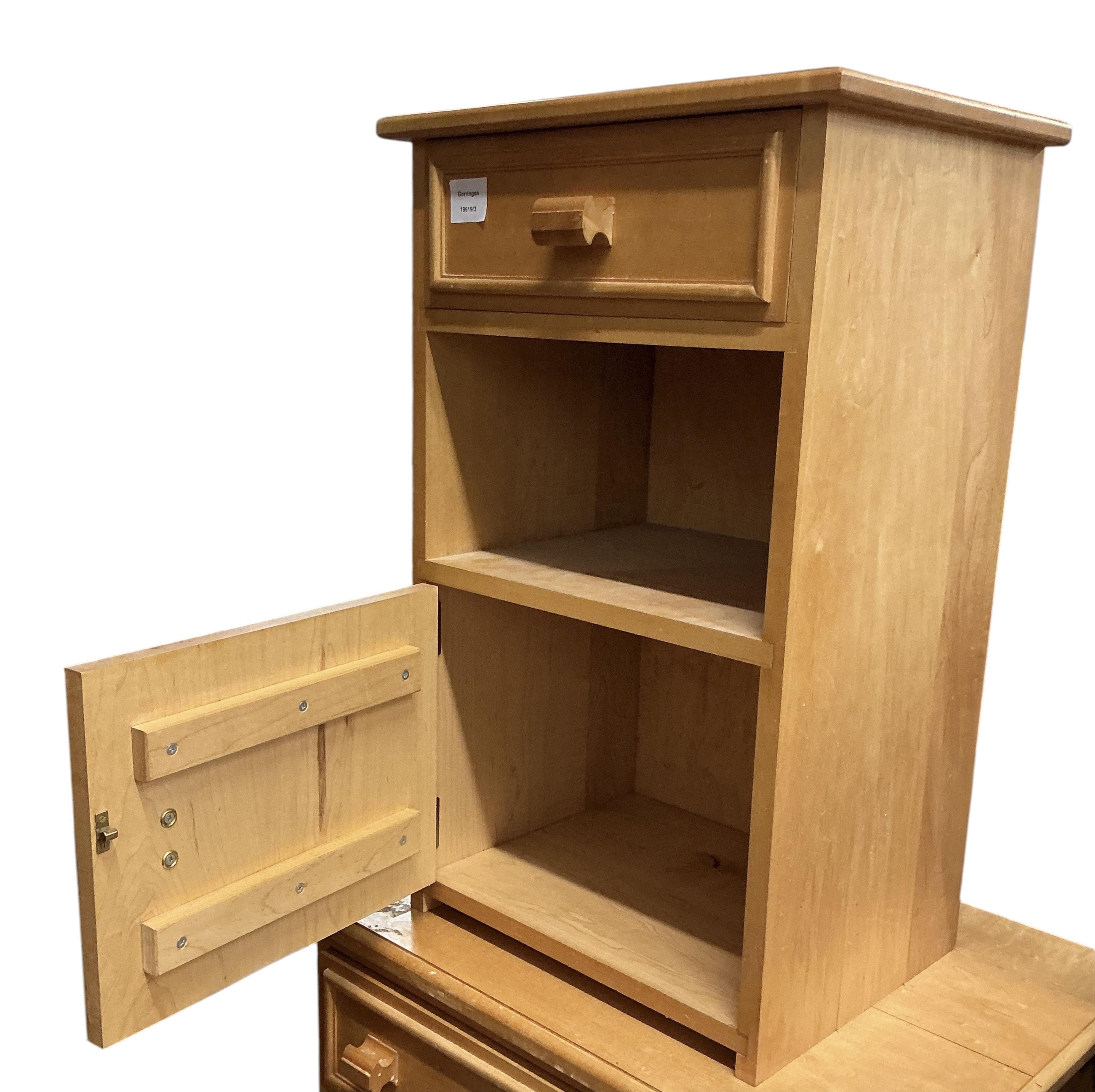 A Contemporary maple bedside cabinet, width 42cm, depth 33cm, height 68cm